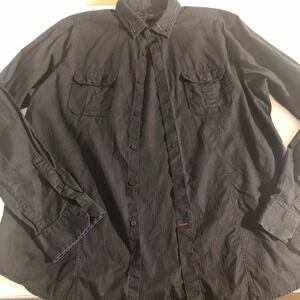 Guess Mens XXL Black Long Sleeve Shirt 100% Cotton Goth Grunge Casual Minimalist